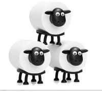 Set Support Papier Toilette Mouton Noir imprimé 3D (3 pièces) - Rangement Amusant Design Mignon | Décor Salle de Bains pour Amateurs d'animaux,3pcs