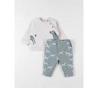 Set sweatshirt zèbre + jogging, vanille/eucalyptus 3Y