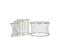 Set table basse et 3 tables d'appoints en métal Noah argent
