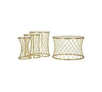 Set table basse et 3 tables d'appoints en métal Noah doré