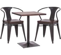 2x chaise de salle à manger HWC-H10d noir brun table brun foncé