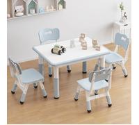 Set Table Enfant 1 Table + 4 Chaises - Hauteur Réglable, Plateau Graffité, Coussins Antidérapants, Idéal pour Maternelle