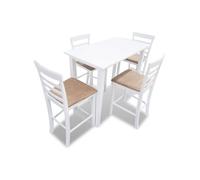 vidaXL Ensemble Table et 4 Chaises de Bar Bois Blanc Meubles Mobilier de Bar 271832