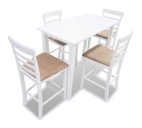 Set table et 4 chaises de bar en bois coloris blanc Blanc