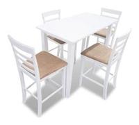 Set table et 4 chaises de bar en bois coloris blanc Blanc G