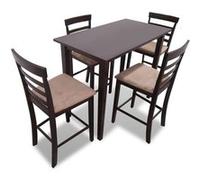 Set table et 4 chaises de bar en bois coloris marron