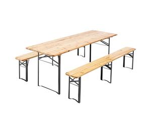 SET TABLE ET BANCS BOIS 220X70X76