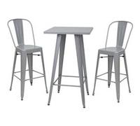 Set table mange-depout e 2x tabouret de bar MENDLER HWC-A73 design industriel gris Gris G