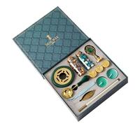 Set tampon à cacheter - Kit complet enveloppes granules créatives | 22 x 10 cm métal ABS manche bois tête laiton | Parfait invitations emballage vin bricolage bricolage