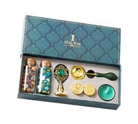 Set tampon à cacheter - Kit complet enveloppes granules créatives | 22 x 10 cm métal ABS manche bois tête laiton | Parfait invitations emballage vin bricolage bricolage