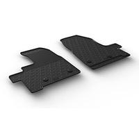Set tapis de caoutchouc compatible avec Ford Transit Custom Furgon/Kombi Furgon/Kombi 2018- (Boite automatique) (G profil 2-pièces + clips de montage), Noir