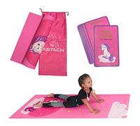 Set Tapis Yoga Enfant pour Filles et Garçons - Sans Produits Chimiques, Non Toxique, Antidérapant - Avec 12 Cartes et Un Sac Portable