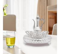 Set tasse à café et théière, Service à thé Set avec 1 théière et 6 tasses, Argent