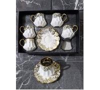 Set tasses de café motif feuille d'arbre