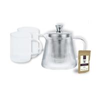 SET DARJEELING Théière en verre borosilicate avec infuseur inox dévissable CRISTEL 0,8 L et 2 Mugs