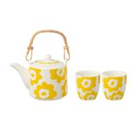 Set théière et 2 mugs en céramique jaune 600ml J-Line