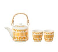 Set théière et 2 mugs en céramique orange 600ml J-Line