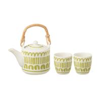 Set théière et 2 mugs en céramique verte 600ml J-Line