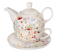 Set théière et tasse en porcelaine - ORION - Maki - 3 pièces - Théière 400 ml - Tasse 280 ml - Blanc