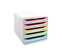 Exacompta Caisson 5 tiroirs BIG BOX PLUS Réf. 309913D pour A4+ Blanc/Arlequin 34,7 x 27,8 x 27,1 cm