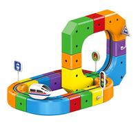 Set Train Electrique Klick Rail Magique, Monorail Magnetique Cubes Flexible, Circuit 3D STEM 51Pcs