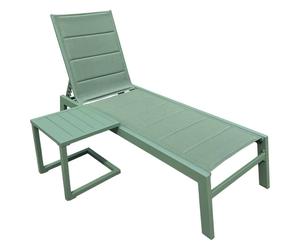 Set transat et table d'appoint barbados textilène et aluminium vert sauge