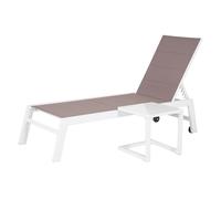 Set transat et table d'appoint barbados textilène taupe - aluminium blanc