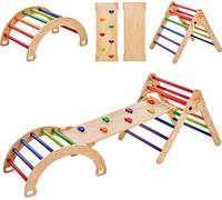 Set triangle Pikler VEVOR, jouet d'escalade 5 en 1 pour jeunes enfants, aire de jeu intérieure, set d'escalade Montessori avec triangle, rampe et arche, grande structure d'escalade en bois