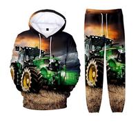 Set Tuta da Ginnastica da Uomo Trattore Felpe Con Cappuccio stampate in 3D e Set Jogger Set 2 pezzi Felpe e Pantaloni Casual Set di felpe e Pantaloni