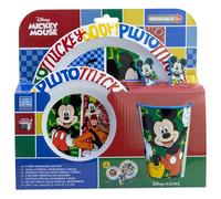 Set vaisselle réutilisable pour enfant compatible micro-ondes composé d'un gobelet, d'une assiette, d'un bol et de couverts Mickey