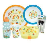 Set vaisselle verre, assiette creuse, assiette plate, gourde, boite gouter et 2 couverts enfant Fun House Fruity'S Multicolore TU