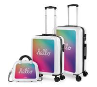 Set Valise Rigide, Lot De Valises Soute Avion 4 Roulettes 703200B Blanc-Bonjour
