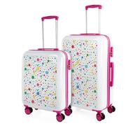 Set Valise Rigide, Lot De Valises Soute Avion 4 Roulettes 703600 Points Blanc-Fuchsia