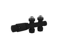 Set vanne thermostatique multiblock noir - Montage au sol - Forme de passage - Raccord central