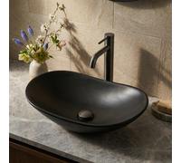 Set Vasque Infinitio à poser 61,5x36 cm + Bonde, Noir mat (SATINF61536BKM-SET_BP)