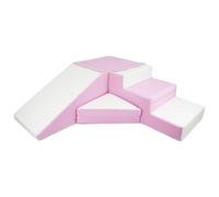 My Velinda Set de 4 blocs en mousse pour le jeu, crèches et écoles maternelles Blanc/Rose pastel