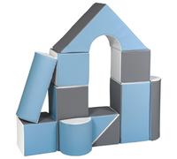 Velinda Set de 11 Blocs en Mousse pour Le Jeu, crèches, écoles maternelles (Couleur: Blanc, Bleu Clair, Gris)
