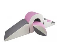 Set De Blocs En Mousse 4 Éléments Avec Petit Pont Blanc, Rose Clair, Gris