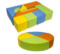 Set de 15 blocs en mousse pour le jeu jaune, vert, orange