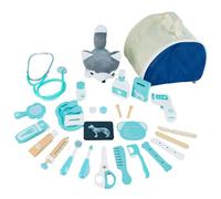 Set vétérinaire en bois - Jouet de docteur d'animaux, jeu de rôle éducatif | Jouets vétérinaires avec sacs de transport pour enfants