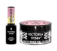 Set Victoria Vynn : Vernis à ongles gel hybride UV LED Hardi Mega Base & Gel de construction UV LED pour ongles, Gel rose pour ongles en gel, 8 ml & 15 ml