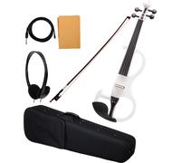 Set Violon Electronique Profeesionnel 4/4 avec Coffre Archet Casque Cable Blanc