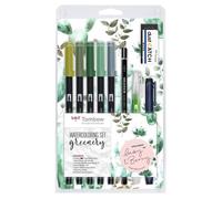 Set Water Coloring Aquarelle Greenery 5 Feutres + Kit