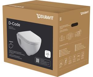 Set WC Duravit D-Code Compact, suspendu au mur, sans rebord, avec siège de WC, blanc ultra-brillant, 45150900A1