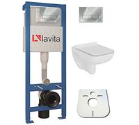 Set WC mural avec élément de pré-installation + WC suspendu Capri Slim sans bride + abattant WC avec système d’abaissement automatique Soft-Close (RC) Ensemble complet de WC