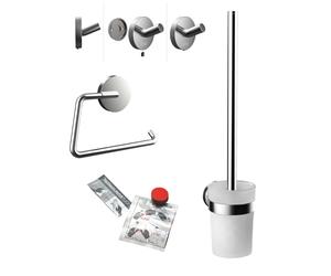 Set WC rond emco avec porte-papier, set de brosses et set dadhésifs, 439800100, Couleur: chrome