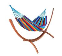 JOBEK-Set support et hamac Weekend coloris multicolore en bois et polypropylène Jobek Hamacs - 350 x 125 x 136,5 cm