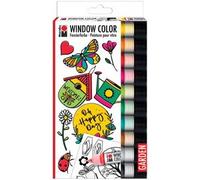 Marabu 0406000000128 - Window Color Garden, 10 x 25 ML de Peinture, modèle à colorier A4 avec 20 Motifs, Peinture à Base d'eau, s'enlève sur Les Surfaces Lisses