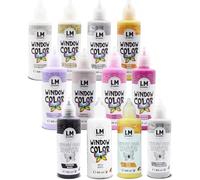 Set Window Color LM (12 x 80 ml Einhorn Zauber) - Peinture repositionnable à base d’eau pour fenêtres, miroirs et carrelages