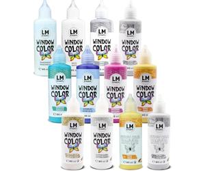 Set Window Color LM (12 x 80 ml Magic Moments) - Peinture repositionnable à base d’eau pour fenêtres, miroirs et carrelages
